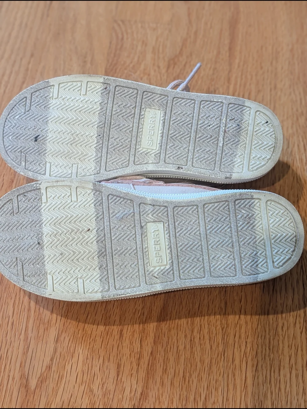 Sperry Kids Moccasin Boat Shoes in Blush Pink with Metallic Trim